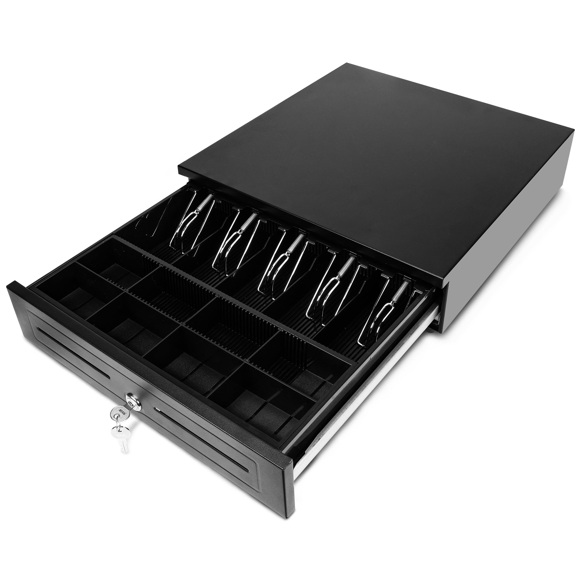 Enhance your cash management system with the Metal Slider Cash Drawer, a reliable solution designed to streamline cash handling for cash boxes, cash tills, and POS cash registers. This cash drawer ensures efficiency and security for your business operations.